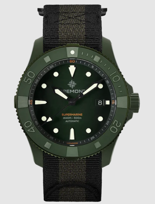 Best Bremont Supermarine Full Ceramic Jungle Green fabric strap Replica Watch